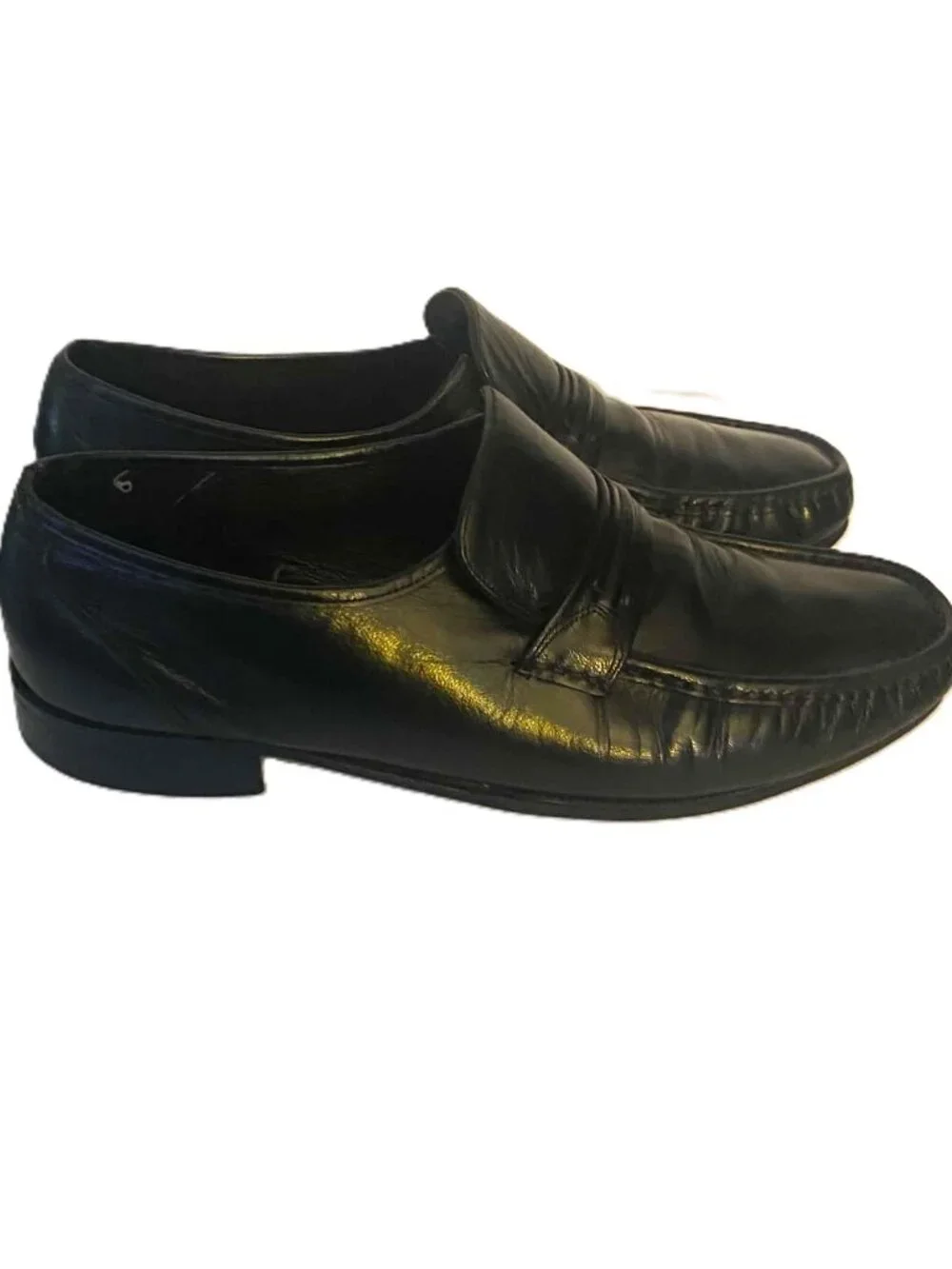 Vtg Florsheim Men's Black Leather Loafers Slip on Moc Toe Dress Shoes 10 E Wide